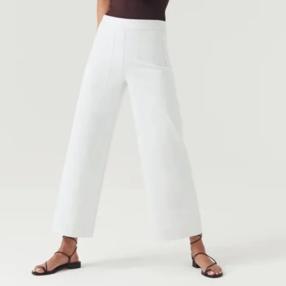 SPANX White On-the-Go Cropped Wide Leg Pant NWT